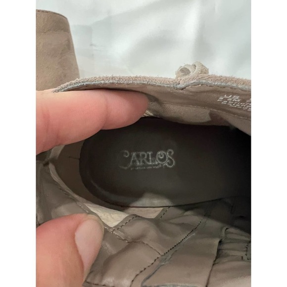 Carlos Santana Tempe Fringe Leather Gray/Tan Ankle Booties Size 9.5 - Picture 7 of 8